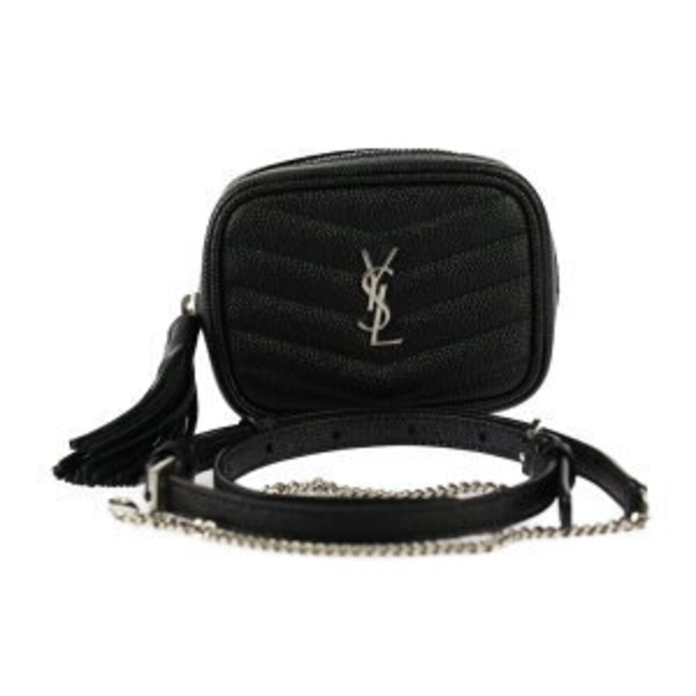 SAINT LAURENT PARIS Baby Lou Pouch Shoulder Bag grained leather chain tassel